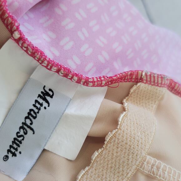 Miraclesuit Size Est 6 One Piece Tummy Control Scoop Ruched Sides Pink White - Picture 5 of 6